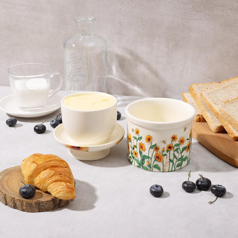 CADVJXZ sunflower butter crock makes a gift-ready farmhouse statement.