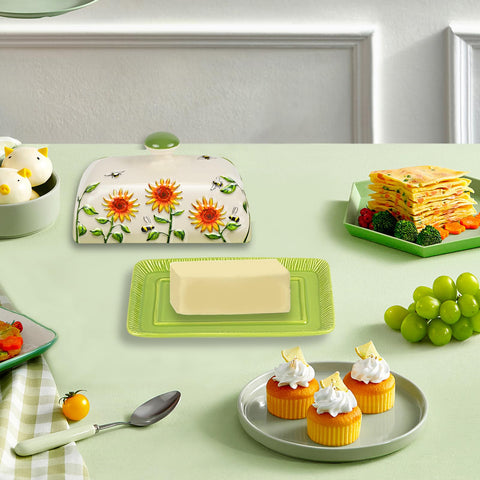 CADVJXZ sunflower butter dish with gift-ready packaging and vibrant color.
