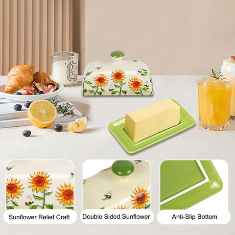 CADVJXZ butter dish open lid ready for easy scooping.