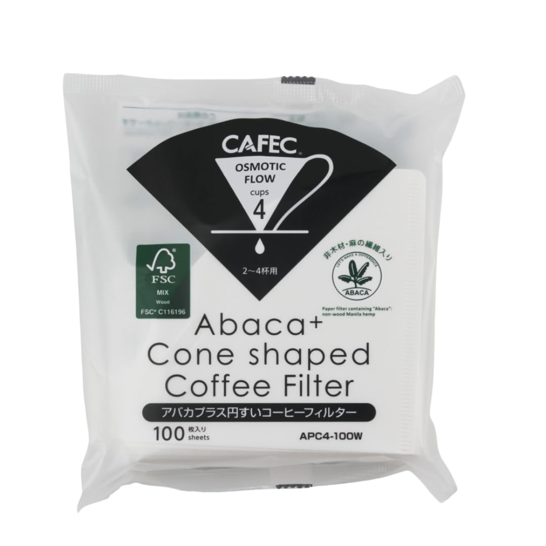 CAFEC Abaca filter cone 2-4 cup pour-over with fast water flow for clean brew.
