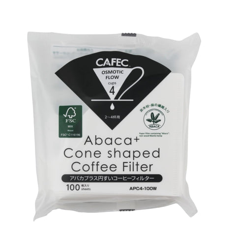 CAFEC Abaca filter cone 2-4 cup pour-over with fast water flow for clean brew.