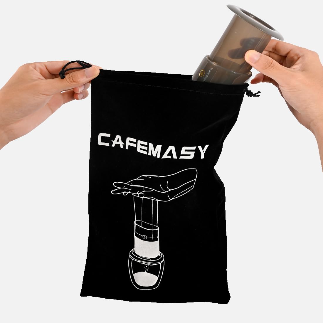 CAFEMASY aeropress-compatible funnel setup guiding liquids and grounds smoothly