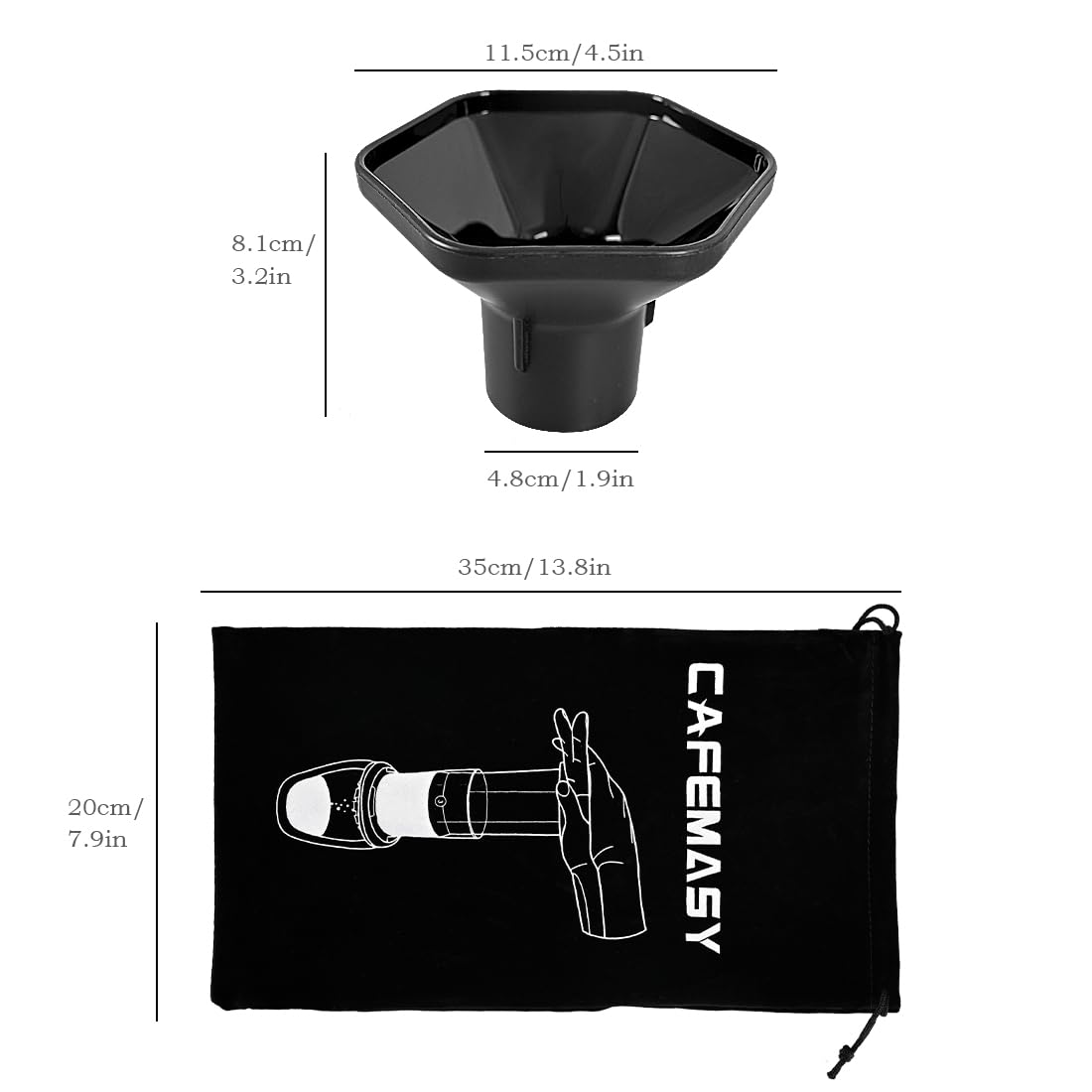 CAFEMASY tidy kitchen brew space with compact funnel and bag kit
