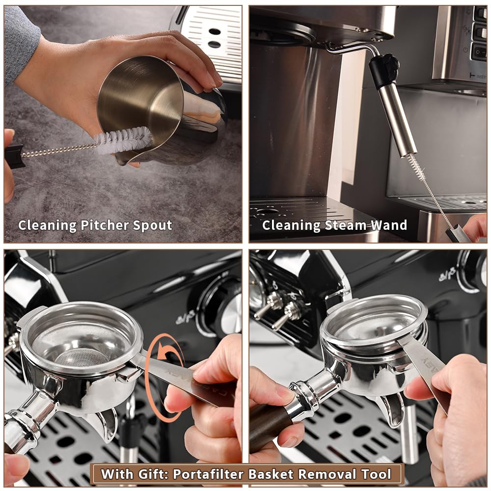 CAFEMASY Cleaning brush for mugs and frothers removes residue.