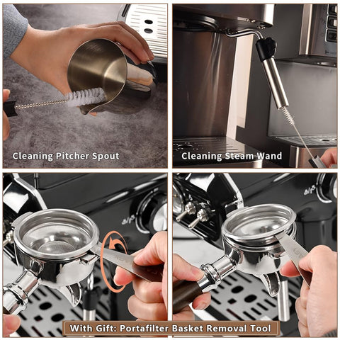 CAFEMASY Cleaning brush for mugs and frothers removes residue.