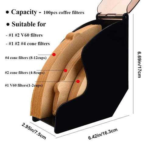 CAFEMASY coffee filter holder dimensions fit most countertops (12.5 x 6.5 x 17.5 cm)