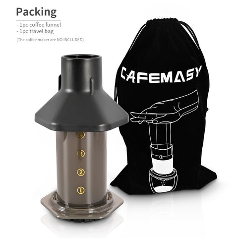 CAFEMASY funnel transfers beans from grinder to the AeroPress without spills