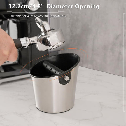 CAFEMASY mini knock box capacity for about ten pucks.