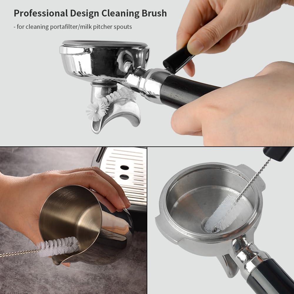 CAFEMASY long-handle espresso brush keeps hands safe during cleaning