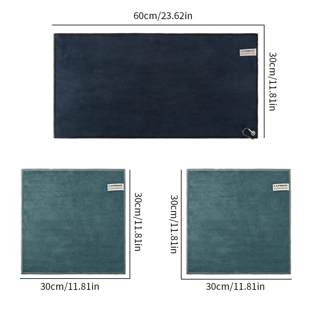CAFEMASY cleaning towel shown in kitchen and cafe setup