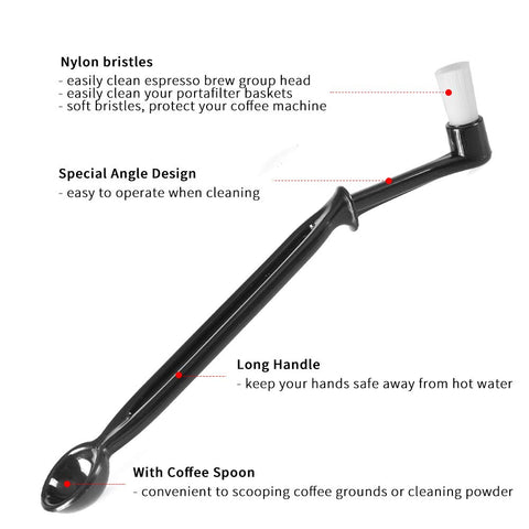 CAFEMASY portafilter and milk frother spout brush removes milk residue safely