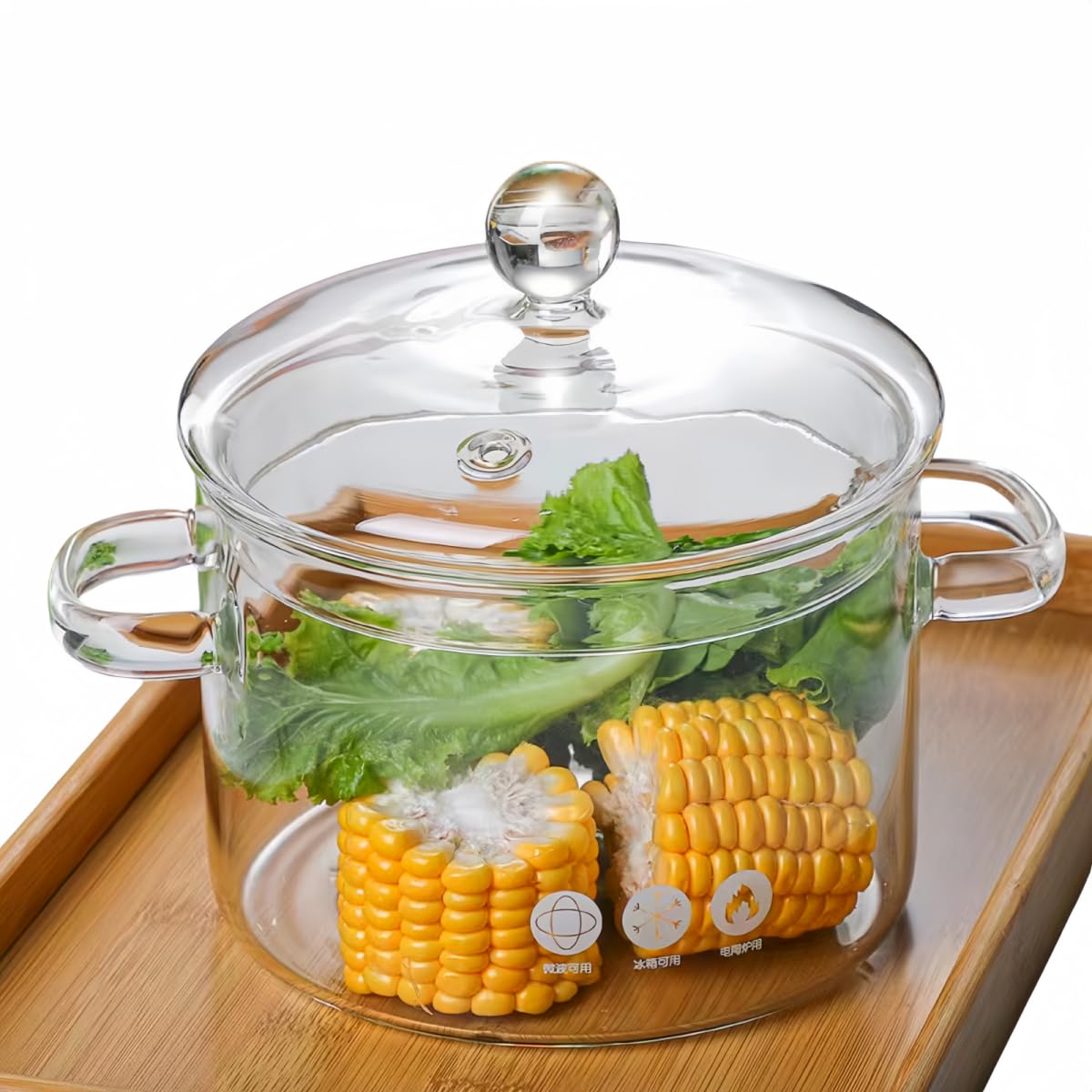 CAFEZAYO glass simmer pot with lid shows clear borosilicate glass for monitoring simmering sauces