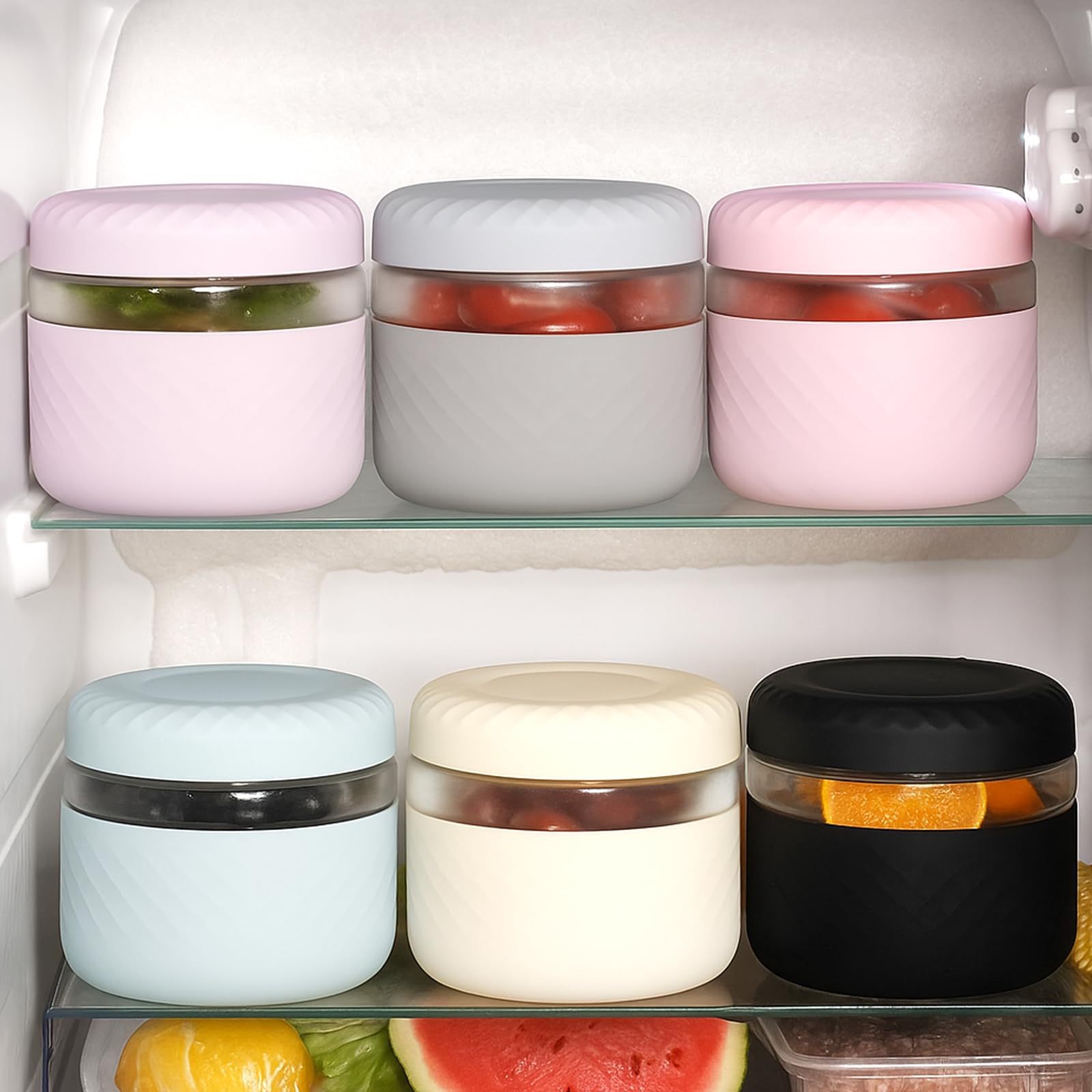 Cafezi 24oz glass bowl shown in pantry for easy organization.