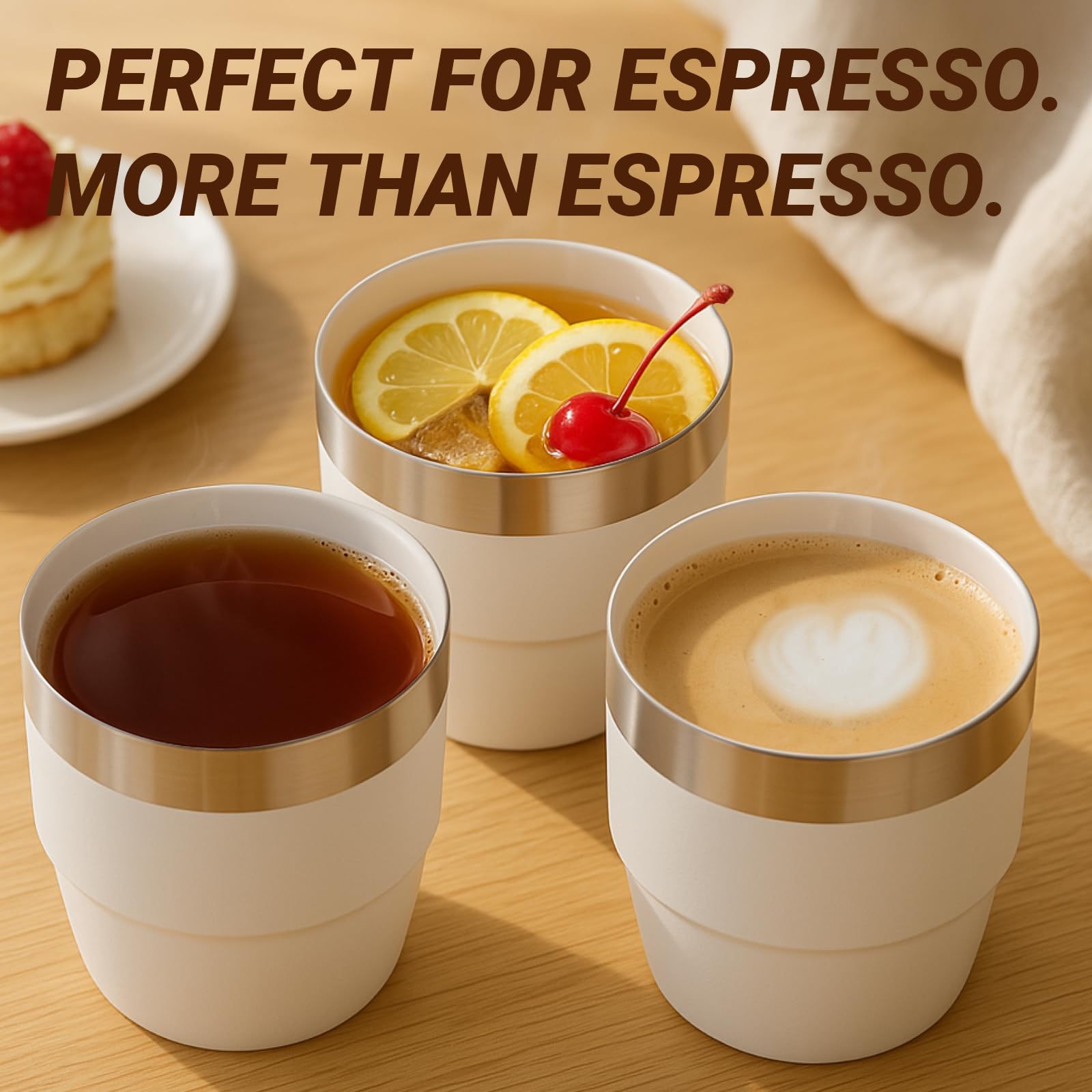Cafezi macchiato in cup illustrates versatile small beverages