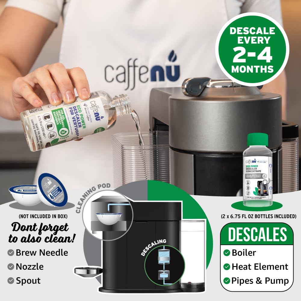 Caffenu Vertuo descaler used to refresh hot coffee routine.