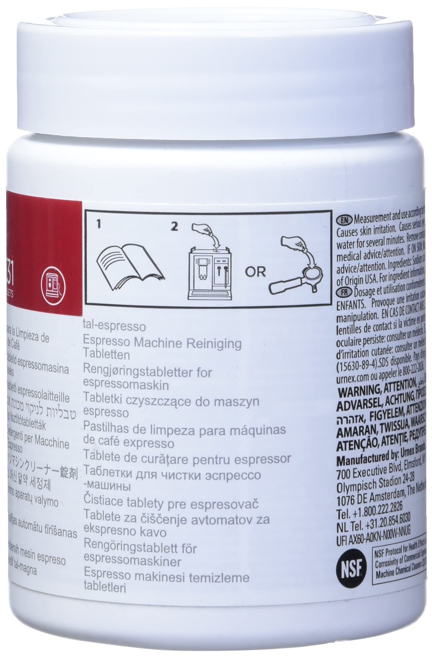 Cafiza tablets dosing for espresso delivery chamber enables easy, controlled cleaning