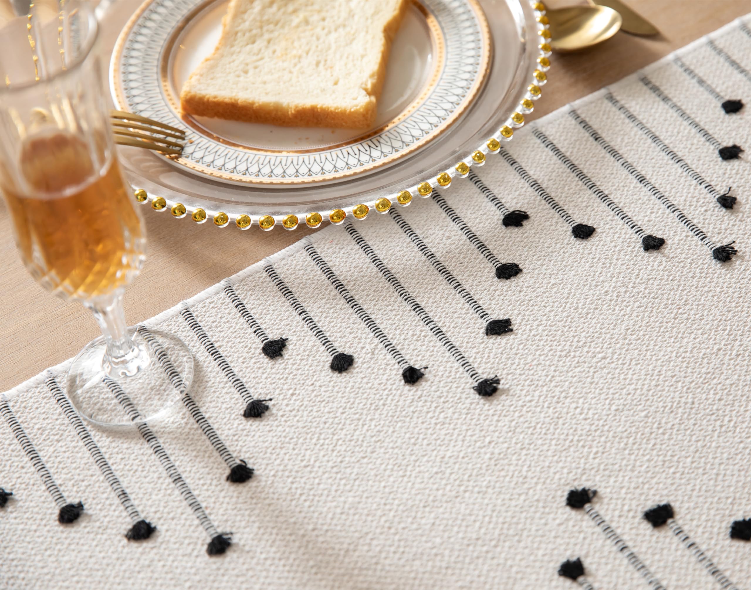 Caflife boho table runner on a coffee table elevates everyday meals