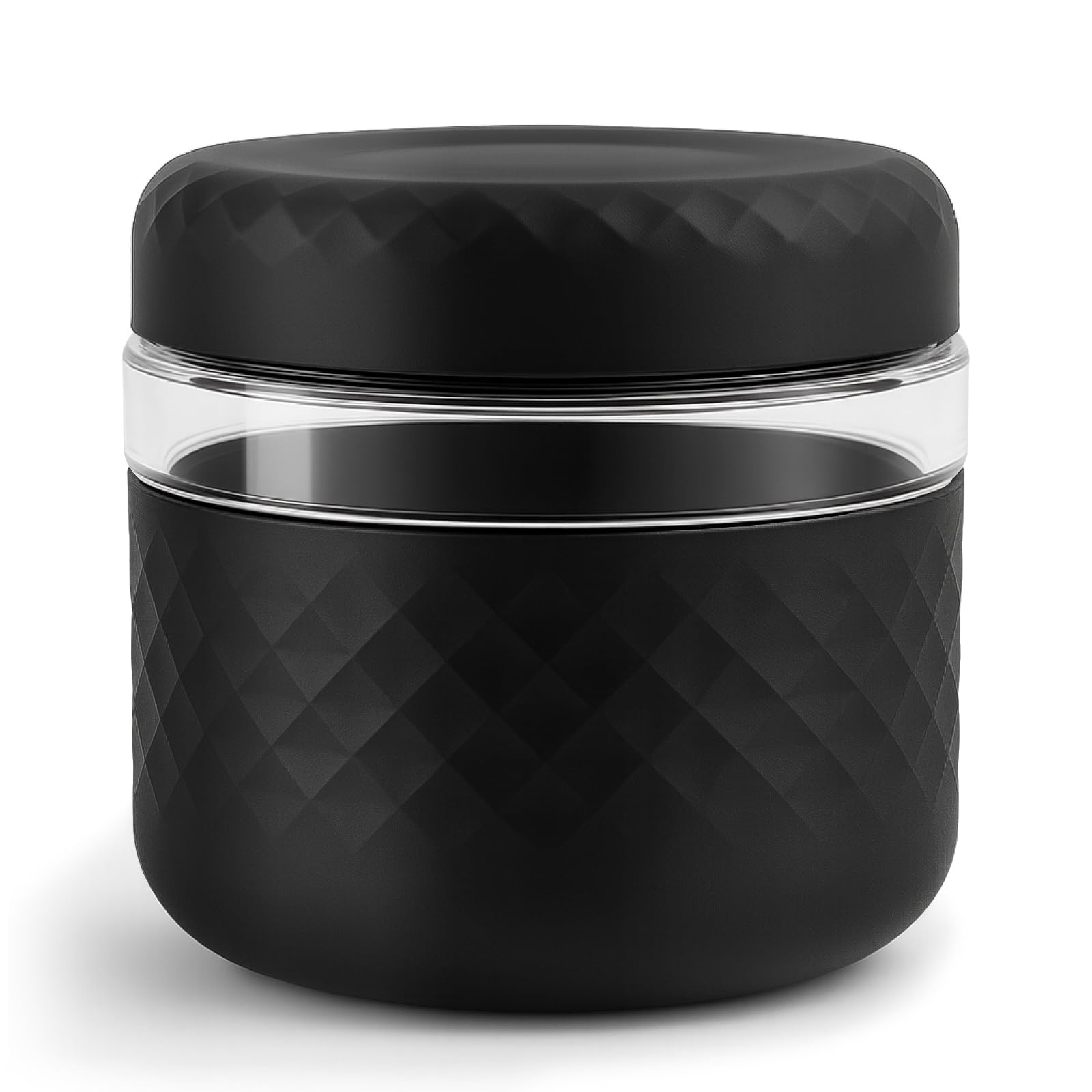 Cafezi 24 oz glass lunch bowl with lid ready for a grab and go meal
