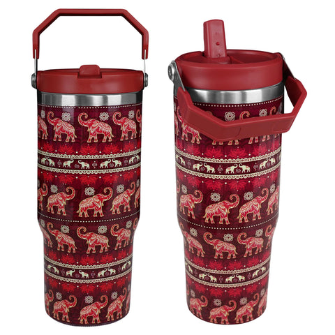 Cahduenx 30 oz elephant tumbler with handle for easy one handed transport