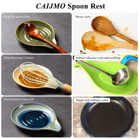 Caigmo spoon rest black side view stable during cooking.