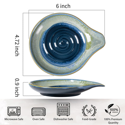Close-up of Caigmo spoon rest glaze texture and ceramic quality