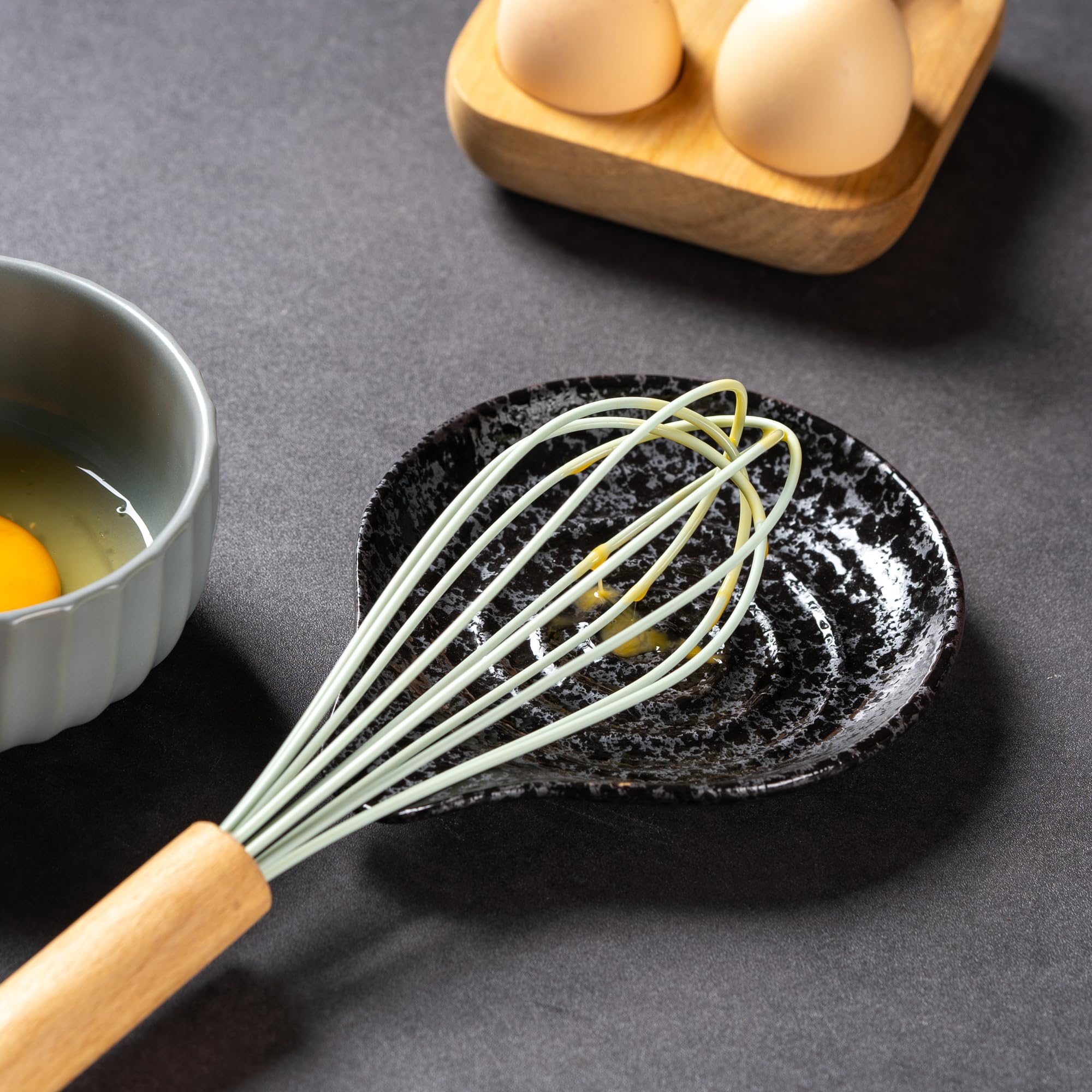 Handmade glaze detail on Caigmo spoon rest for a unique kitchen accent
