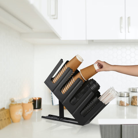 Cairondin four-compartment organizer holds cups lids and straws