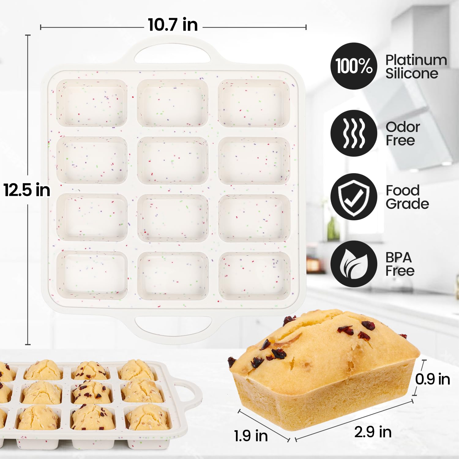 CAKETIME easy-release silicone mini loaf pan enables quick unmolding.