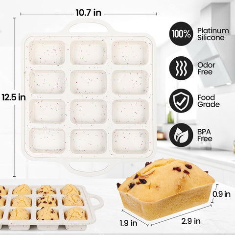 CAKETIME easy-release silicone mini loaf pan enables quick unmolding.