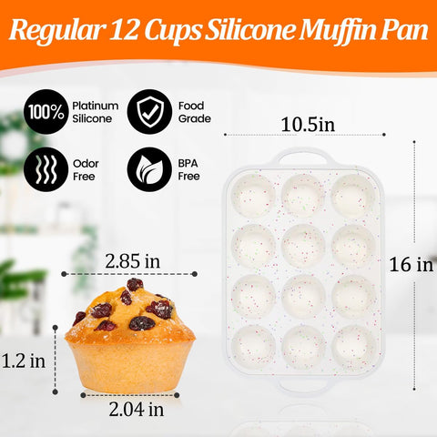 CAKETIME silicone muffin pan easy-release bottom for quick muffin popping.