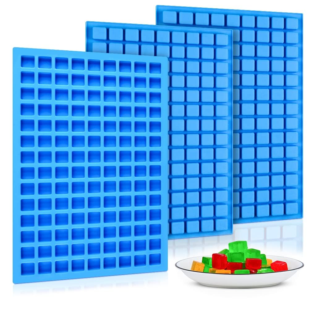 CAKETIME square silicone candy mold 3pc set for quick gummies and chocolates