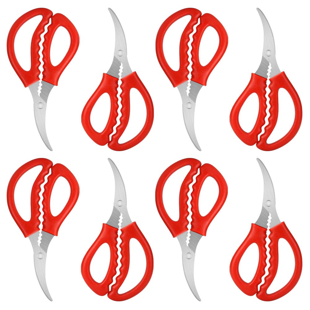 Calary 8-piece seafood scissors set shows durable stainless steel for versatile cracking and cutting.