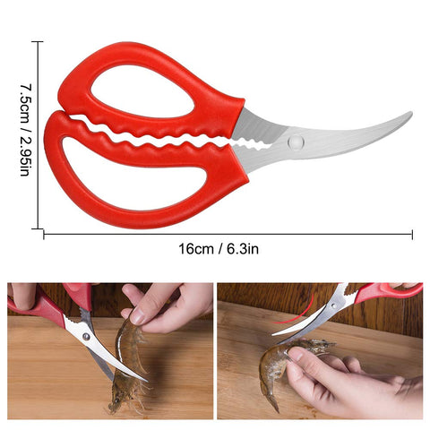 Calary seafood scissors ergonomic grip enables comfortable handling during busy meal prep.