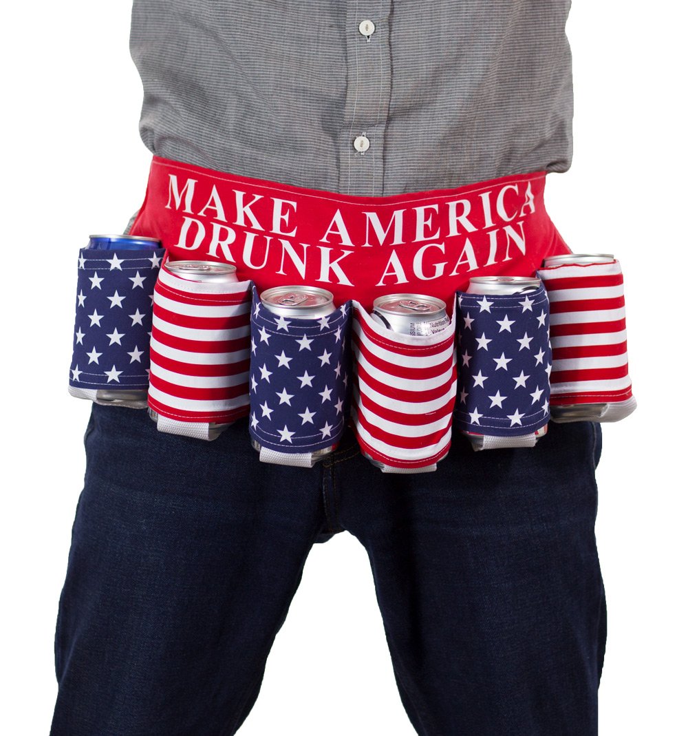 Calhoun Novelty Beverage Holder Beer Belt Drunk Again, hands-free party accessory for picnics and tailgates.