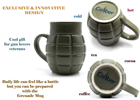Caliber Gourmet Green Grenade mug, ceramic texture that emphasizes durability and grip.