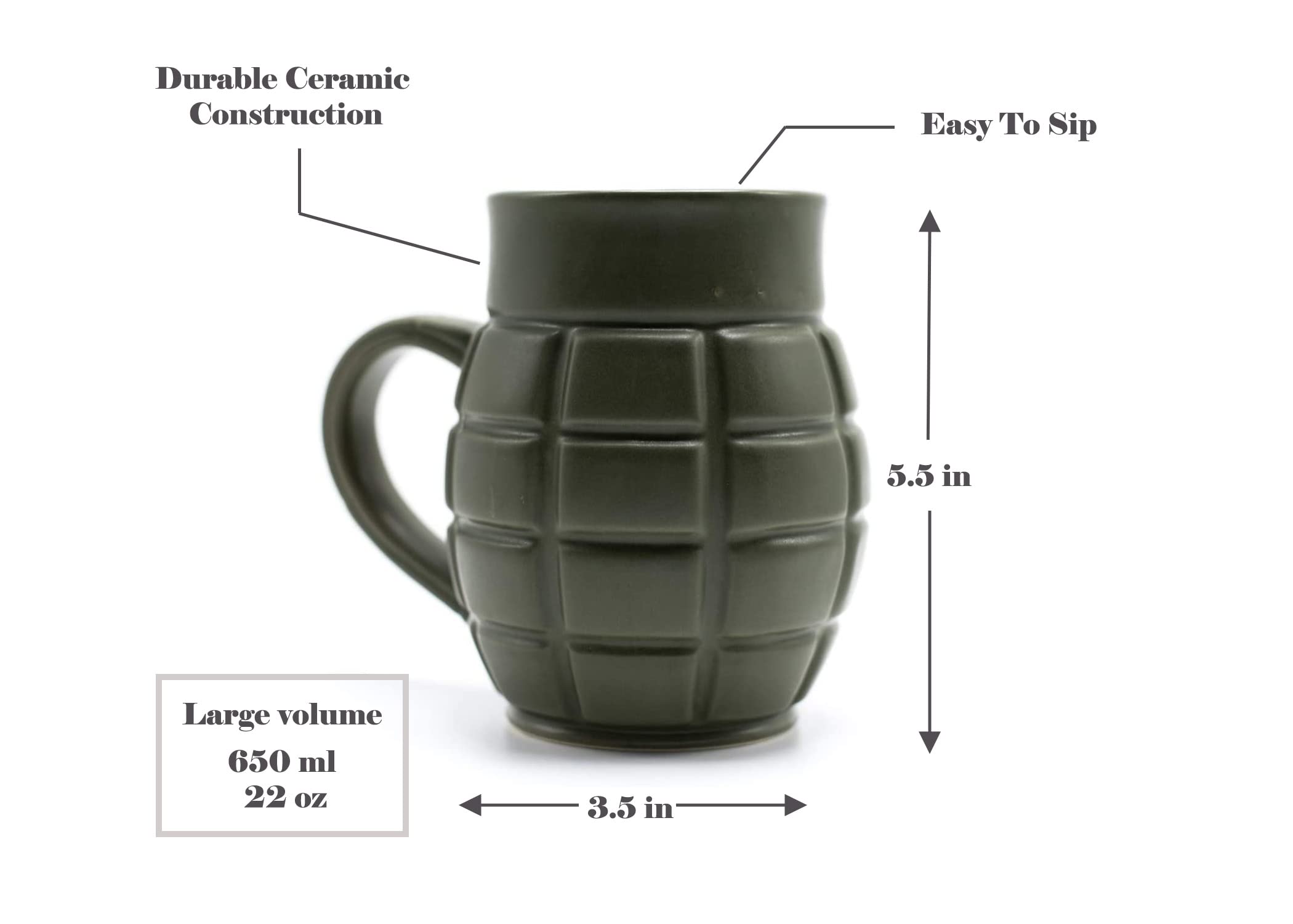 Caliber Gourmet Green Grenade mug, gift-ready packaging idea for birthdays or holidays.