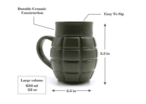 Caliber Gourmet Green Grenade mug, gift-ready packaging idea for birthdays or holidays.