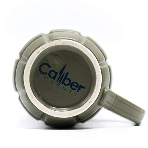 Caliber Gourmet Green Grenade mug, top view, iconic silhouette sparks conversation at the desk.