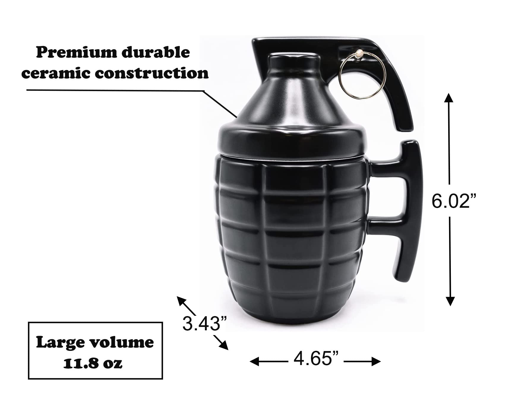 Caliber Gourmet grenade mug collectible display, a display-worthy conversation piece.