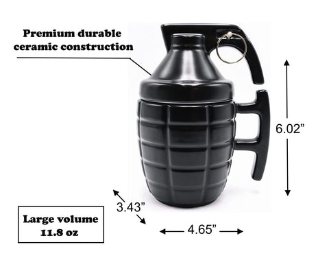Caliber Gourmet grenade mug collectible display, a display-worthy conversation piece.