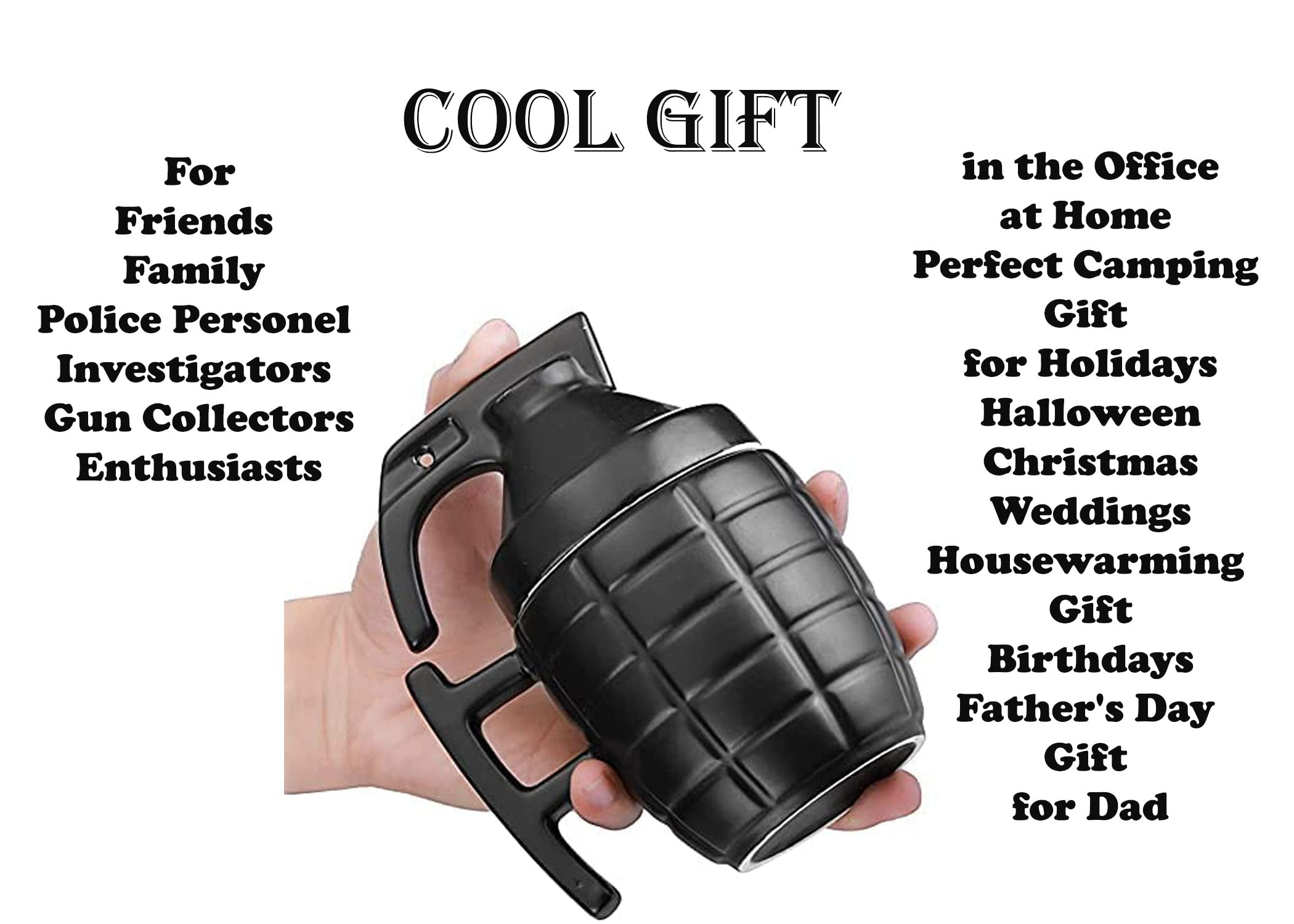 Caliber Gourmet grenade mug gift packaging, ideal for military fans and outdoor enthusiasts.