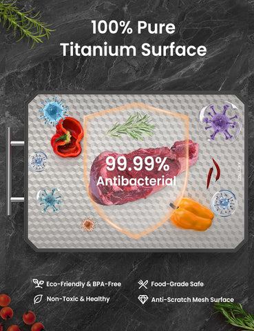 Callsky cutting board features a deep juice groove to catch liquids and mess.