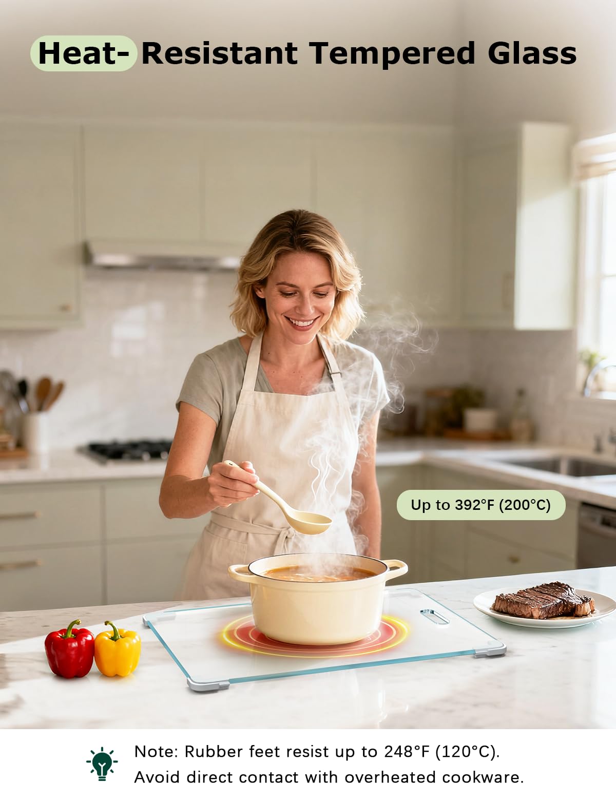 Callsky glass cutting board is easy to clean and dishwasher-safe after meal prep.