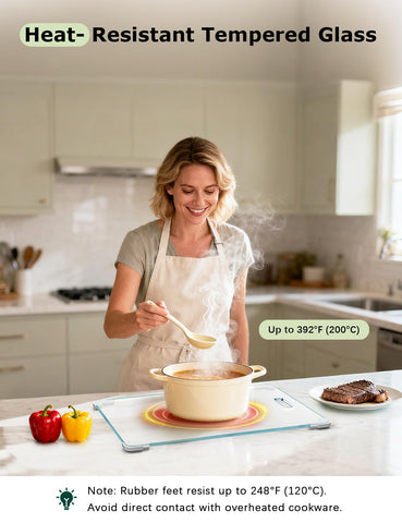Callsky glass cutting board is easy to clean and dishwasher-safe after meal prep.