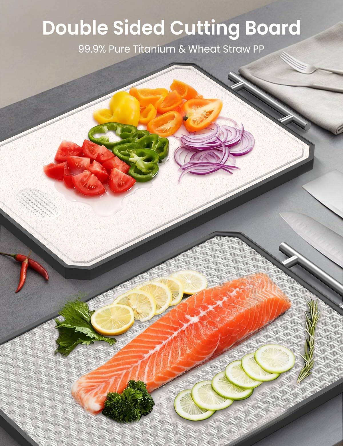 Callsky titanium surface—resists visible knife marks for smoother slicing.