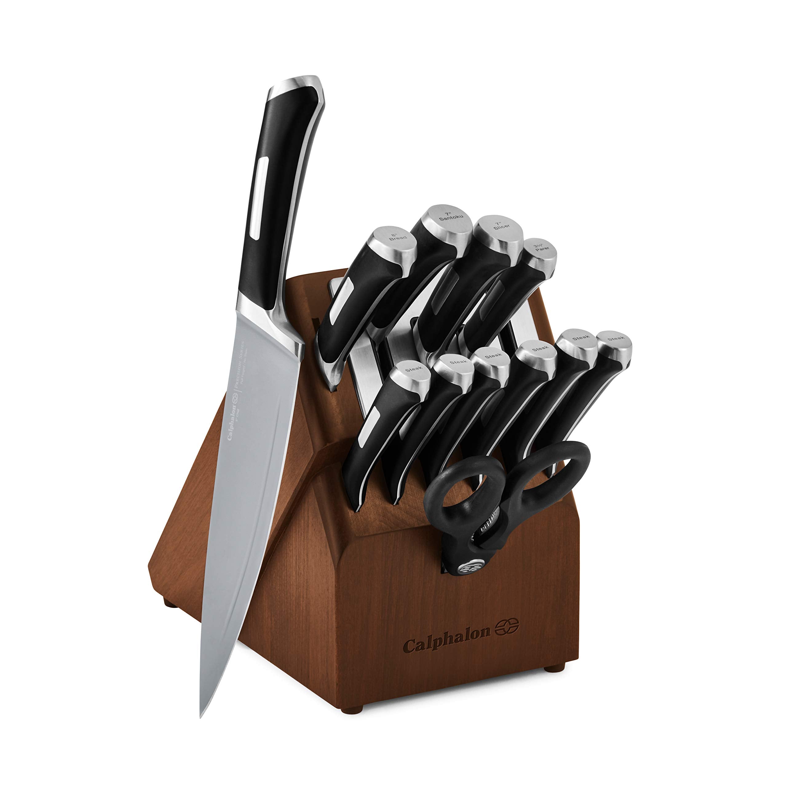 Calphalon 13-piece nonstick knife set ready for versatile kitchen prep.