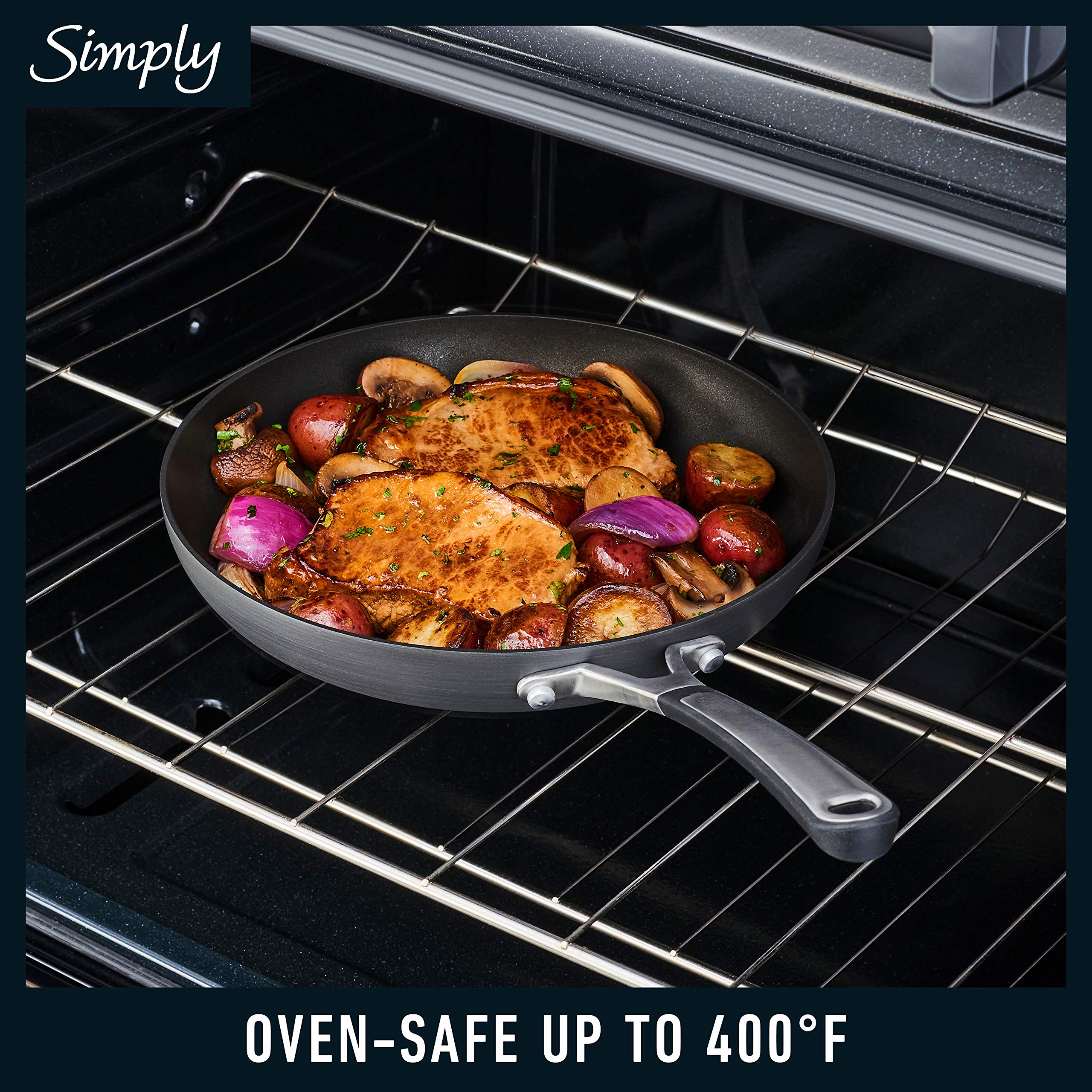 Calphalon 8-10 inch fry pans close-up highlighting durable nonstick surface.