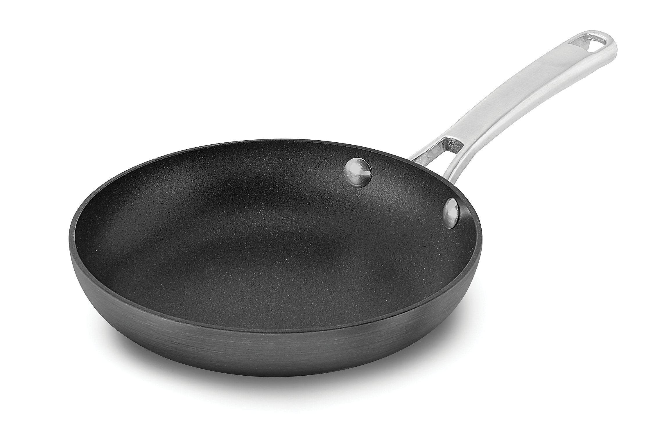 Calphalon Classic 8in nonstick omelet pan top view shows easy egg release in action.