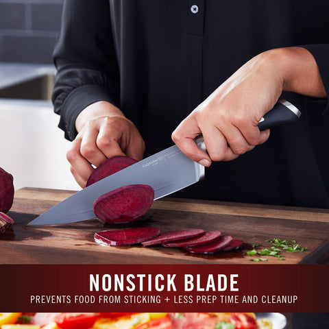 Calphalon nonstick blade ridge detail for smooth food release.