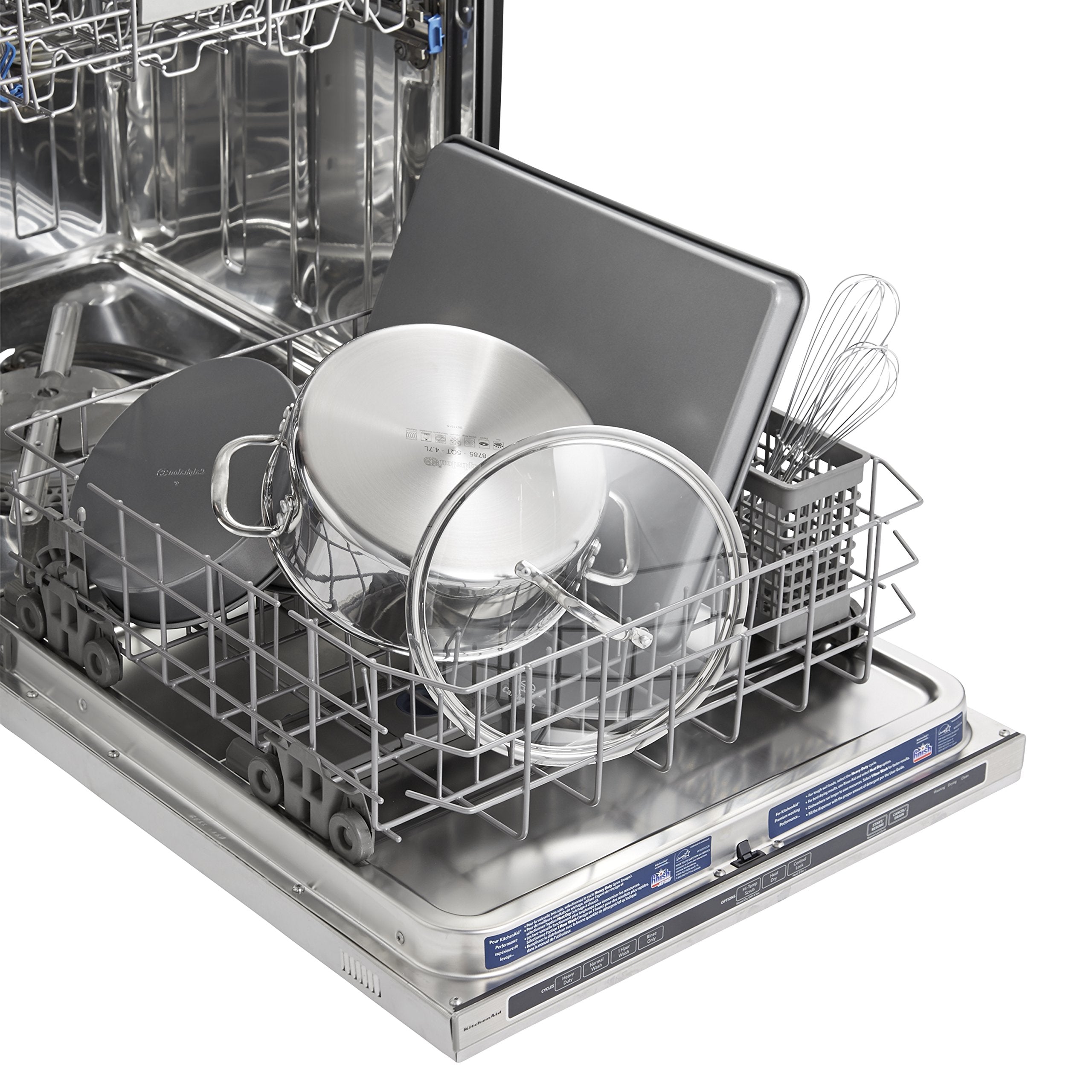 Calphalon Tri-Ply clear-glass lid for monitoring while cooking.